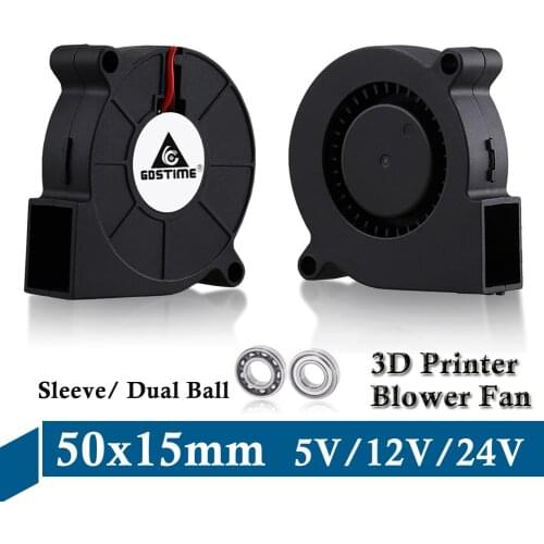 2pcs Gdstime 3D Printer Blower Fan 5015 24V 12V 5V USB Sleeve/Ball Centrifugal DC Cooling Turbo Fan 50mm x15mm Radial Cooler Fan