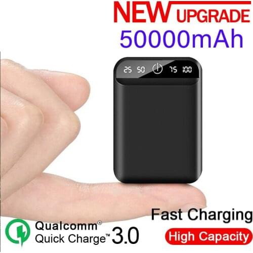 50000mAh Mini Portable Power Bank with Dual USB Port Outdoor Emergency External Battery Power Bank for Xiaomi Samsung Iphone