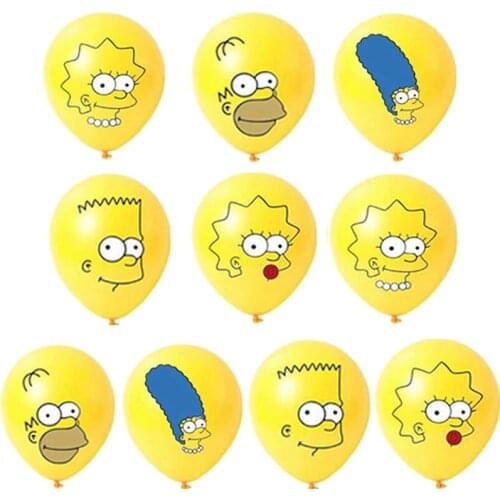 10pcs/lot Simpsoned Latex Balloons 12inch Funny Yellow Famliy Home Balloon Birthday Party Decorations Kids Toys Girl Boys Globos