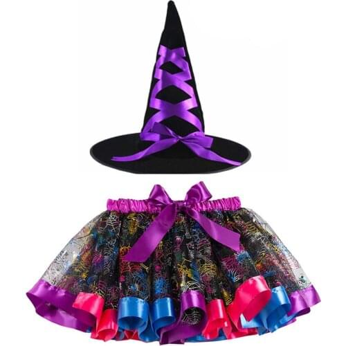 Halloween Tutu Skirt Baby Girl Skirts Princess Witch Wizard Hat Birthday Party Headband Clown Girls Children Clothing