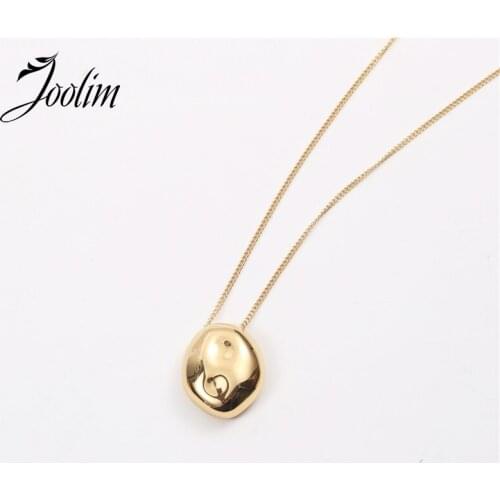 Joolim Jewelry PVD Gold Finish Retro Irregular Goose Egg Pendant Necklace Stylish Stainless Steel Necklace