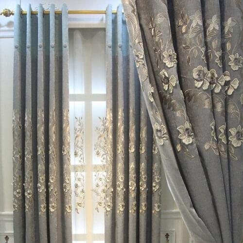 Factory Direct Rural Feng Shui Dissolved Embroidery Stereo Relief Shading Chenille Curtains Living Room Bedroom Shading Curtains