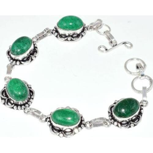Green Aventurine Bracelet Silver Overlay Over Copper , 21 cm, B3672