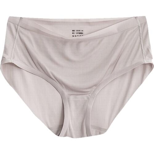 Womens 100% real silk midde rise seamless panties briefs Underwear Lingerie size M L XL 1034