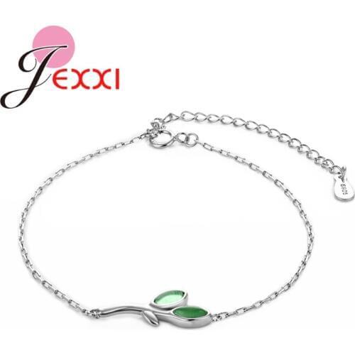 New Statement 925 Sterling Silver Bracelets Leaf Charm Bracelet & Bangle For Women Wedding Party Moonlight Stone Jewelry Gifts