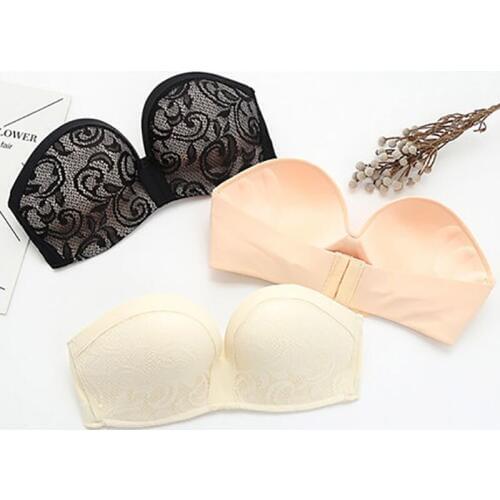 Female Push Up Lingerie Brassiere Sexy Lace Women Bras Backless Seamless Bras 1/2 Cup Invisible Strapless Underwear Bras