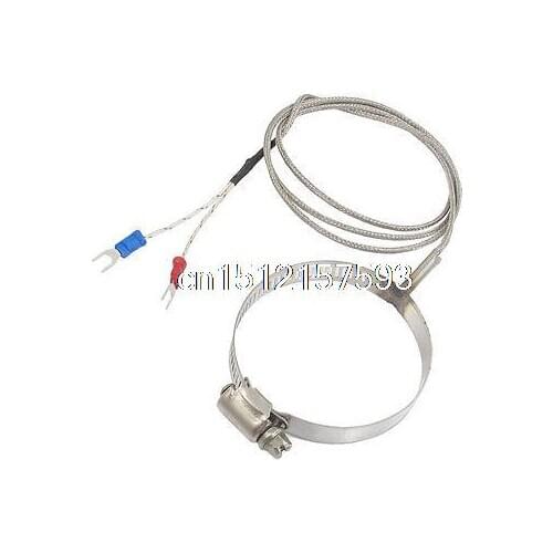 0-400C K Type Temperature Sensors Thermocouple 1 Meter w 2.7" Clamp Hoop Probe