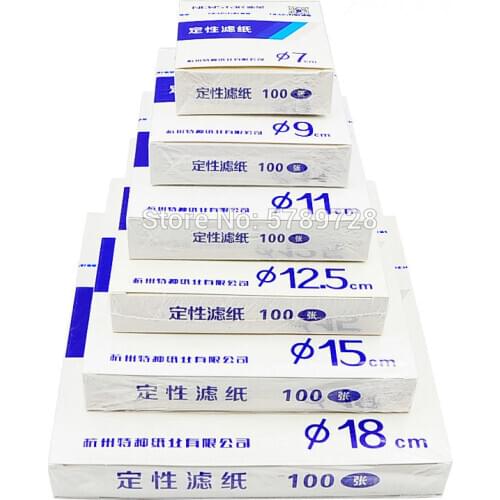 100Pcs/pack Lab Fast/Medium/Slow speed qualitative filter paper for car oil test use Dia 9/11/12.5/15/18cm