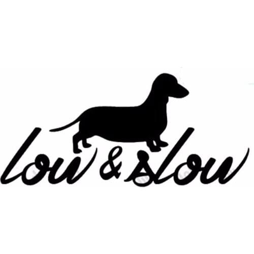 14cm*6cm Creative and Interesting Low Slow Animal Car Sticker PVC Personalized Dachshund Fashion Waterproof Sunscreen Decal