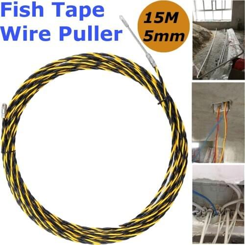 15M 5mm Electrician Threading Device Fish Tape Cable Wire Puller Lead Network Electrical Wire Threader Construction Hand Tool