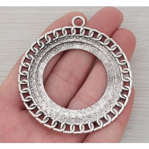 3 x Large Round Hollow Open Charms Pendants for Necklaces Jewelry Making Findings 70x64mm