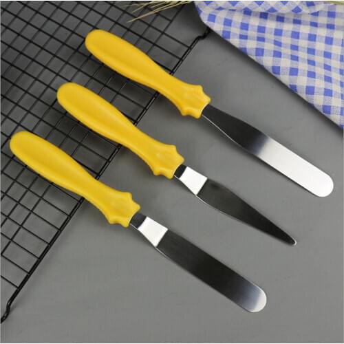 3pc/set Small Cranked / Angled Spatula Palette Knife Stainless Steel Butter Cake Cream Knife Spatula Fondant Sugarcraft tools