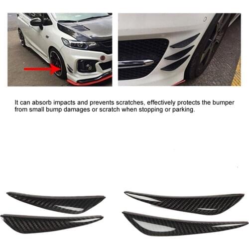 4pcs Universal Car Rear Bumper Carbon Fiber Lip Angle Splitters Diffuser Bumper Lip Diffuser Splitter Spoiler Scratch Protector