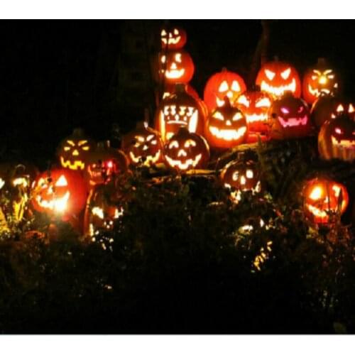 American Halloween Decorations Plastic Crafts Horror Pumpkin Lantern Dry Battery Power Supply Portable Lamp Boys Girls LED Light
