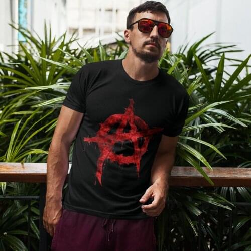 Anarchy T Shirt Anarchy T-Shirt Short Sleeves Streetwear Tee Shirt Big 100 Percent Cotton Awesome Graphic Mens Tshirt
