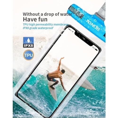 AONIJIE E4115 Full Screen IPX8 Grade Waterproof Mobile Bag Case Pouch Fits Phone Under 7" River Trekking Swimming Beach Diving