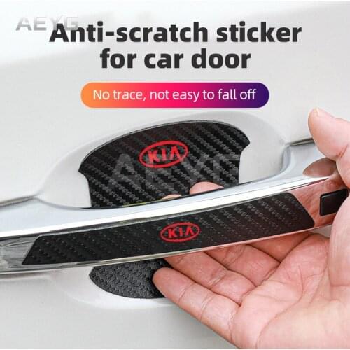 Carbon Fiber Car Door Handle Anti-Scratches Sticker For KIA K2 K3 K5 K4 KX3 Sorento Sportage Rio Soul Forte Cerato Accessories