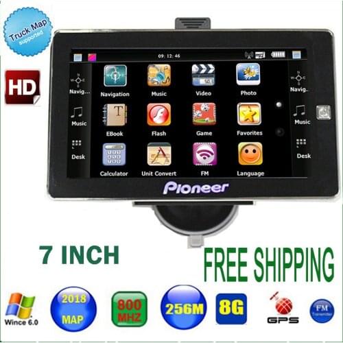 7 inch TFT LCD HD 800*480 truck bluetooth AVIN DDR3 256M 8GB windows CE 6.0 car vehicle GPS Navigation with sunshade