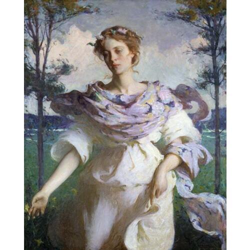 Free shipping classical court figures girl landscape canvas prints oil painting printed on canvas wall art decoration pictures