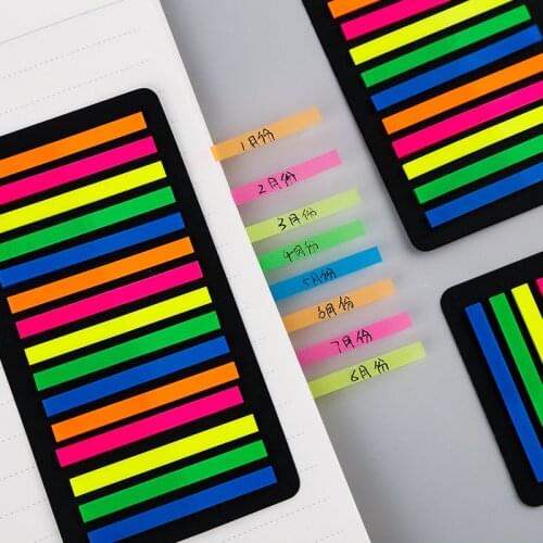 1set Fluorescence Label Memo Pad Cute Morandi Color Index Mark Stickers Sticky Notes Bookmarks Stationery School Office Supply