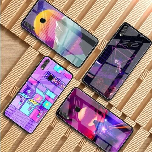 Vaporwave Space Anime Tempered Glass Phone Case For Huawei P20 P30 P40 P40 Lite Pro Psmart Mate 20 30 Cover Shell