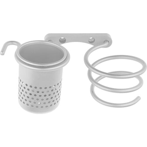 Hair Dryer Blow Stand Holder Wall Mounted Shelf Rack Bracket Hair Drier Organizer with Comb Flat Iron Straightener Storage Cup