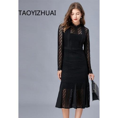 Taoyizhuai brand French retro court lace dress spring and summer new popular Platycodon grandiflorum large waist dress