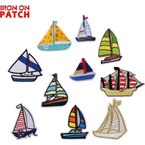 Many Style hot sale Sailings Anchor Boat Design Embroidery Badges Iron On Patches DIY Coat Shoes Accessories