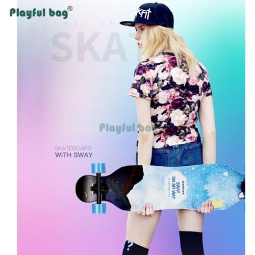 Playful Bag Maple long skateboard Four wheels longboard Flashing wheel Durable skateboard for teenagers adult Street toys AMA34