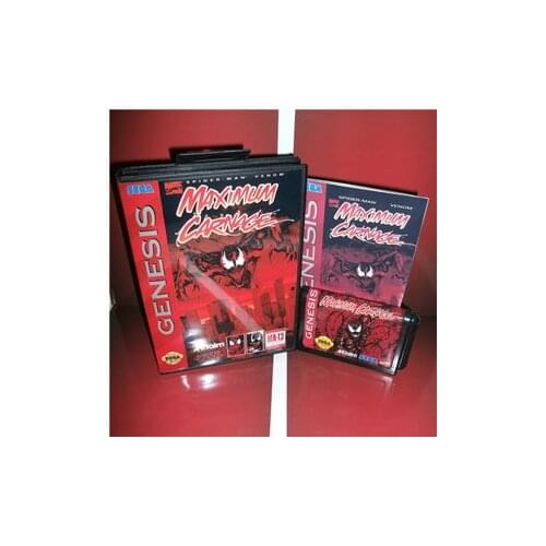 Spiders game Maximum Carnage US Cover with Box and Manual For Sega Megadrive Genesis Video Game Console 16 bit MD card