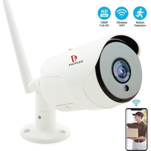 Pripaso IP Camera 1080P WIFI Outdoor Weatherproof CCTV Surveillance Camera Home Security Two Way Audio Infrared Night Vision Cam