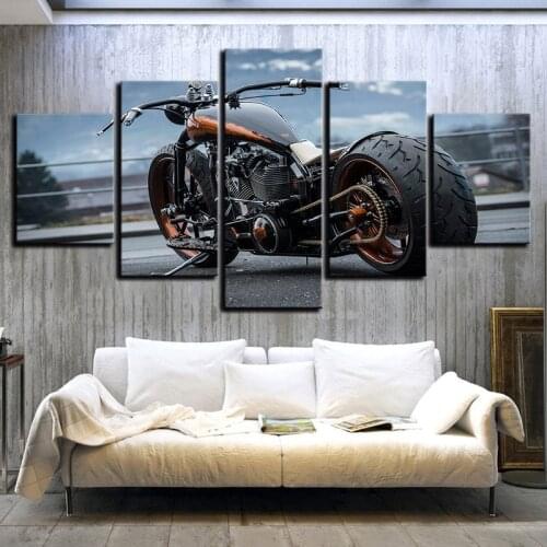 5 Pcs Big Tire Luxury Motorcycle Canvas Pictures Print Wall Art Canvas Paintings Wall Decorations for Living Room Unframe