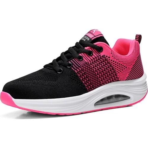 Women Casual Sport Shoes Fashion Men Running Shoes Weave Air Cushion Sneakers Black White Non Slip Footwear Breathable Jogging