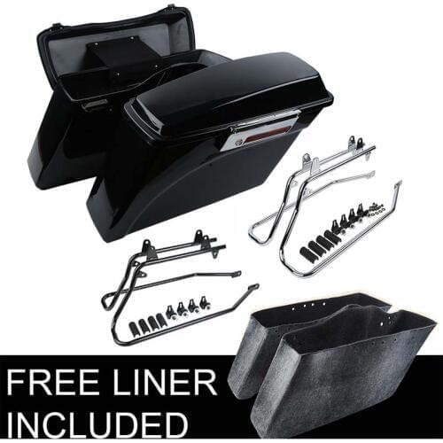 Motorcycle Saddle Bags Bag W/ Conversion Brackets For Harley Softail Heritage Deluxe 1984-2016
