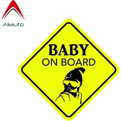 Aliauto Cartoon Caution Car Sticker Baby on Board A Cool Boy with A Hat Accessories PVC Waterproof Sunscreen Decal,15cm*15cm