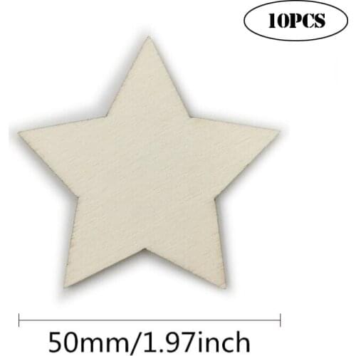 10pcs 50mm Unfinished Wooden Star Cutouts Wood Star Ornaments for Embellishments, Wedding, DIY, Craft, Festival