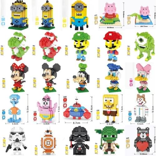 DIY Diamond Blocks Cartoon animals Worker Alien Dragon Mouse Dog Duck Bear Pig Bird Monkey child Toy Bouwstenen Speelgoed no box