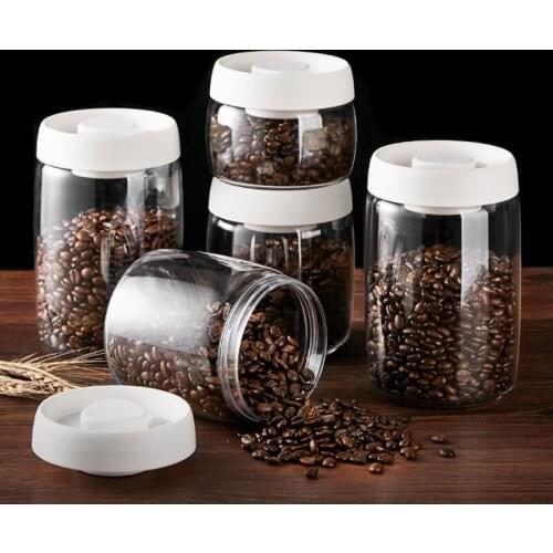 Food Coffee Beans Storage Bottles & Jars with Cover Plastic Vacuum Sealed Tank Storage Press and Exhaust Storage Plastic Jars