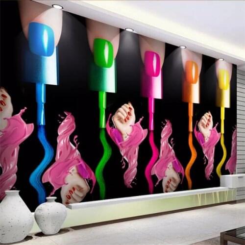 Beibehang Custom wallpaper 3d creative beauty salon cosmetics nail art tooling wall nail art makeup nail polish arm 3d wallpaper