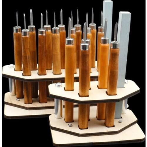Mahogany Carver 5pcs with Knife Holder Woodworking Carving Knife Suit Print Wood Carving Root Carving Rubber Seal Cutter