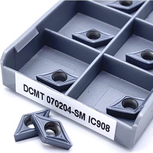 10PCS DCMT070204-SM IC907/IC908 external turning tool metal turning tool CNC blade lathe tool tungsten carbide cutting tool