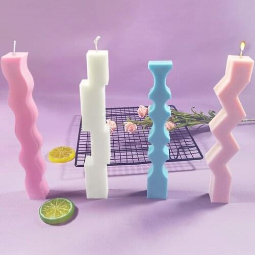 4 Shapes Geometric Long Strip Candle Silicone Mold Christmas Party Wedding Aromatherapy Candle Home Decoration Candle Moulds