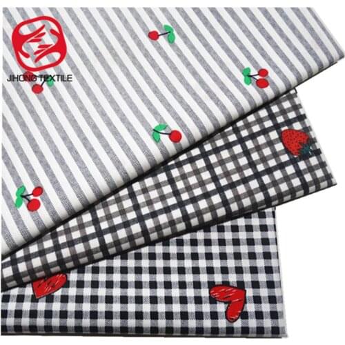 Cherry Fabric Plaid Fruit Love Printing Cotton Cloth Sewing Bed Sheet Quilt Cover Pillowcase Material 50*160cm