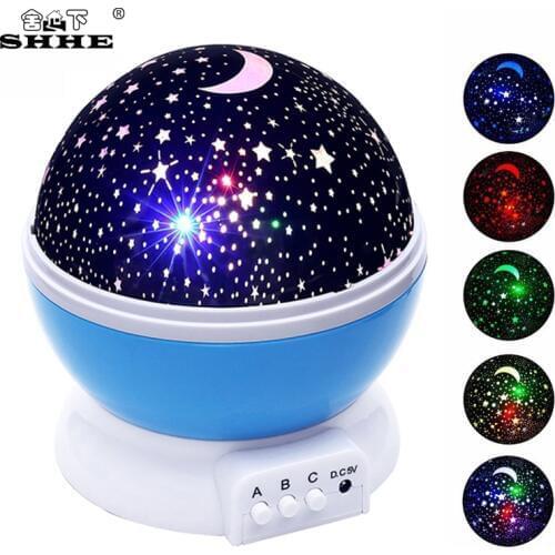 Rotating Cosmos Starry Sky LED Night Light Luminaria Moon Star Master Table Night Lamp Battery Rechargeable Projector lights