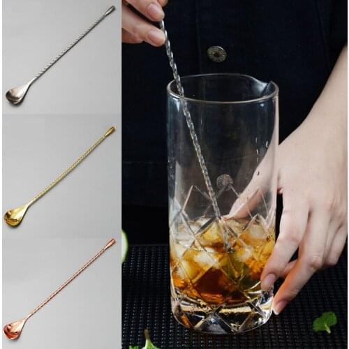 High Quality Stainless Steel Cocktail Bar Spiral Pattern Drink Shaker Muddler Stirrer Twisted Mixing Spoon Kitchen tableware