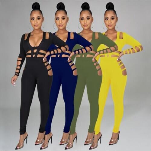 Womens Tight-fitting Long-sleeved Jumpsuits In Va Va Voom Nightclubs Body Suits for Women One Piece Outfit Women Club Outfits