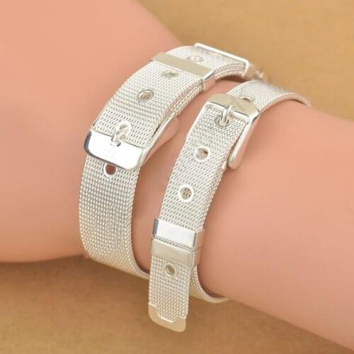 2021 New Arrival Big Brand 925 Sterling Silver Hot Sale Net Strap Bracelet For Women Gift bracelets & bangles VBS4001