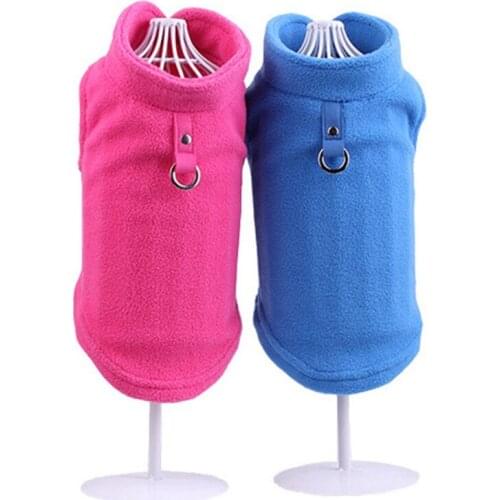 Dog Vest Soft Fleece Clothes for Small Dogs Solid Candy Color Dog Tshirt With Dog Harness Leash D-Ring Pug Yorks Coat #2