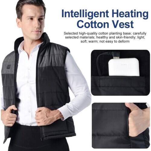 Heated Vest Jacket USB Men Winter Electrical Heated Sleevless Jacket Outdoor Fishing Hunting Waistcoat Hiking Vest Motorcycle