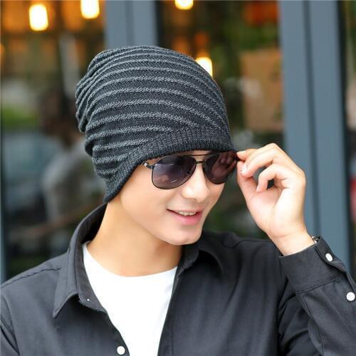 Winter warm 2017 ski plus velvet men thick stripes Korean hat Skullies & Beanies